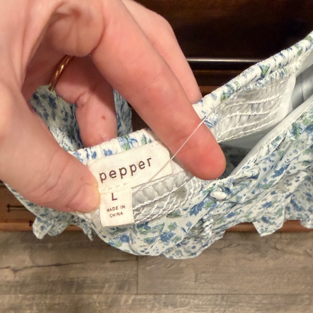 Floral Ruffle Blouse - Blue - Picture 2 of 3
